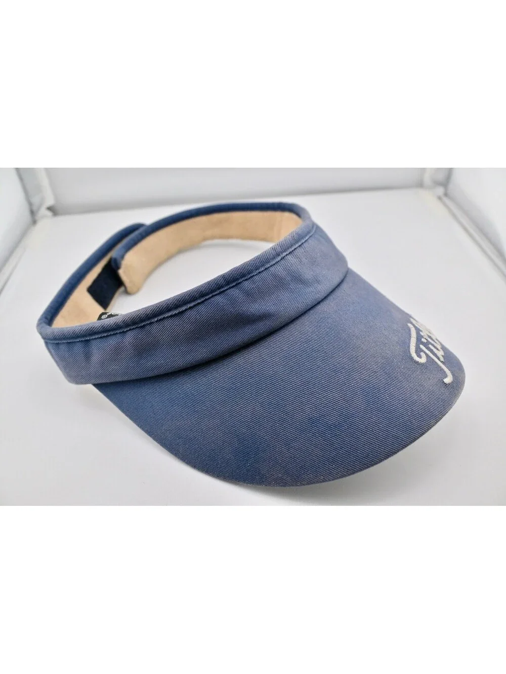 Vintage Titleist Womens Blue Wide Visor Plaid Inside Embroidered Reversable EUC